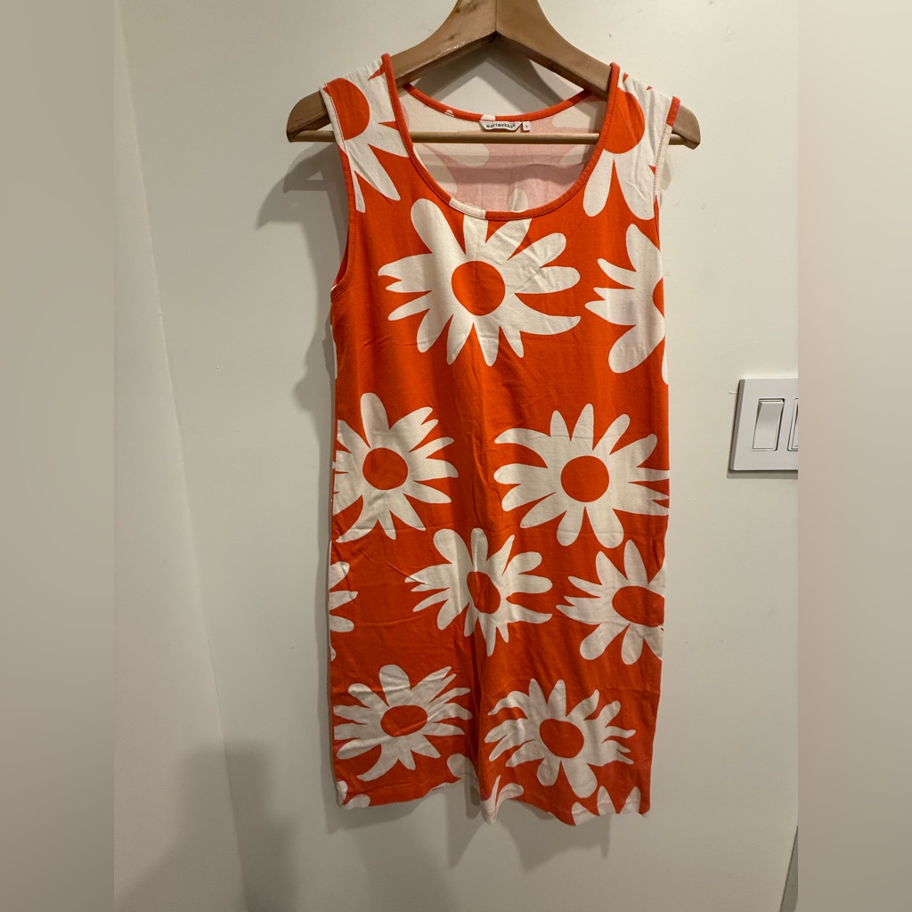 Marimekko Orange And White Flower Dress